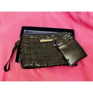 TOMMY HILFIGER SHINY, BLACK PATENT WRISTLET, COIN PURSE, WALLET NEW!!